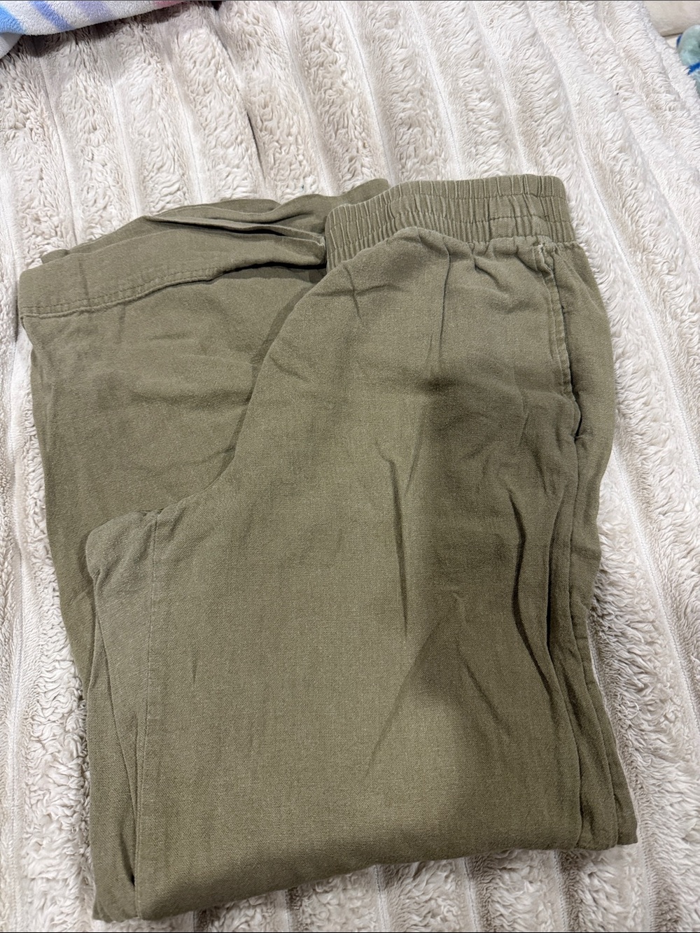 Old Navy Women's Olive Elastic-Waist linen